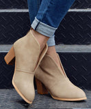 Llyge 2023 New Winter Women Boots V Cutout Ankle Boots Stacked Heel Booties Fahsion Chelsea Boots PU Botas Zapatos Mujer Size 35-43