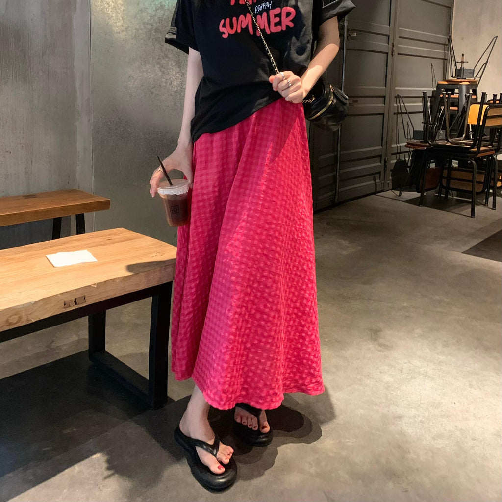 Llyge Pink High Street A-Line Skirts Stylish Women Hot Sale Casual 2023 OL New All Match Summer Office Lady Work Wear Mujer