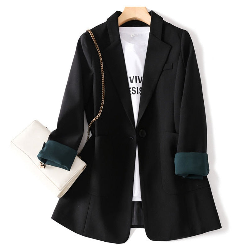 Llyge Women Casual Pure Color Spring Blazer New Notched Collar Long Sleeve Loose Jacket Fashiontide Autumn 2022 Traf