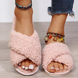 Llyge 2023 Winter Women House Slippers Faux Fur Warm Flat Shoes Female Slip on Home Furry Ladies Slides Plus Size Wholesale
