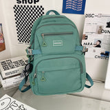 Llyge New Solid Color Waterproof Nylon Women Backpack Men Large Capacity Laptop Back Bag Unisex Travel Rucksack Schoolbag New