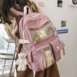 Back To School LLYGE New Korean Large Capacity Backpacks Women Kawaii Students Preppy ITA Bag For Teenager Girls Sweet Waterproof School Travel Bags
