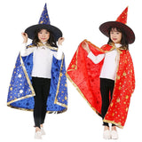 LLYGE Kids Costume Teens Sparkly Halloween Cloak With Witch Hat Children Outfit Boy Girl Birthday Dress Up Long Party Photography Prop