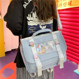 Llyge Japanese Fashion Ladies Backpack Double Waterproof Kawaii Women School Bags For Teenager Girls Shoulder Backpacks Cute Bagpack