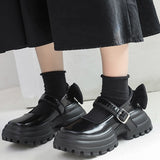 Llyge Japanese Thick-soled Single Shoes Women 2022 New Fashion Shoes Detachable Bowknot Casual Buckle Small Leather Shoes