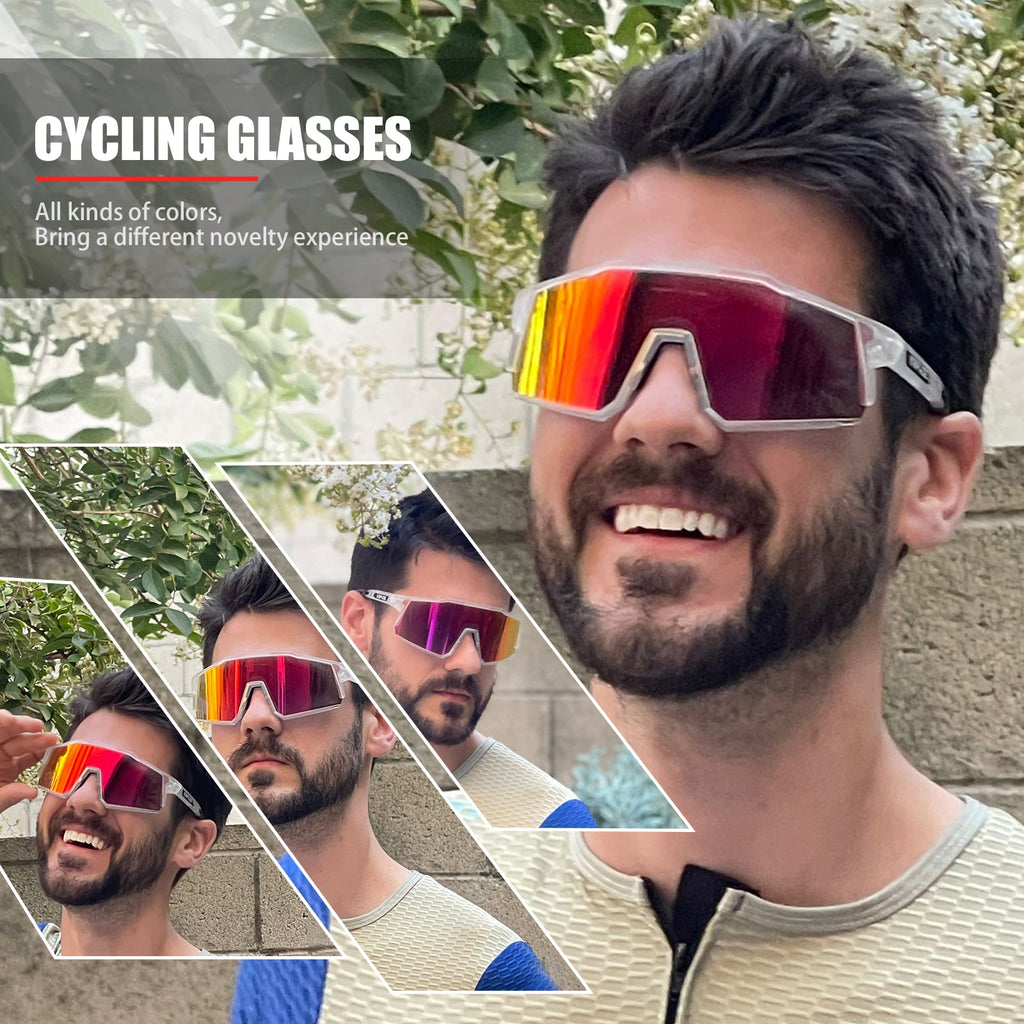 Llyge 4 Lenses Photochromic Cycling Goggles Comfortable Men Women Outdoor Sports Sunglasses Mountain  Road Bike Riding Glasses