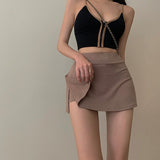 Llyge Tennis Skirt Women High Waist  Girl Tight Bag Hip Short Skirt Summer Sports Culottes Split A-Line Mini Skirt Y2K Fashion