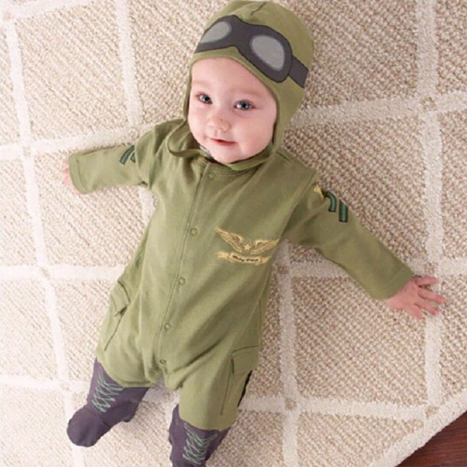 LLYGE Newborn Clothes Romper Set Baby Boys Jumpsuit Toddler Cosplay Pilot Clothes Baby Halloween Party Costume Romper Jumpsuit