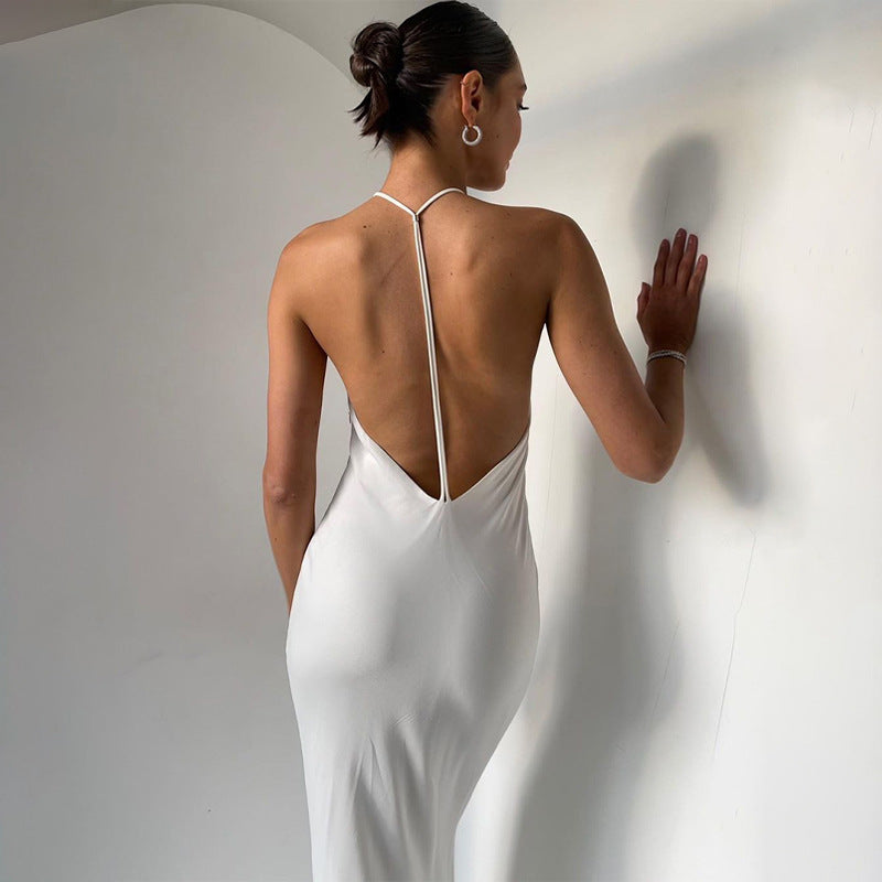 LLYGE Elegant Bodycon Slip Open Back Prom Maxi Dresses Summer  Party Evening Revealing Backless Birthday Long Dress For Women 2023