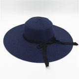 LLYGE Summer Solid Color Floppy Sun Hat Women Big Wide Brim Beach Hat Travel Foldable Straw Hat Sunscreen UV Protection Panama Sun Cap