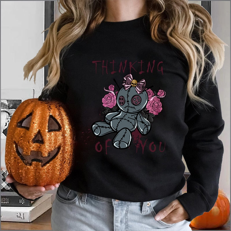 LLYGE Halloween Streetwear Black Tops Girls Gothic Hoodie Streetwear Womens Hip-Hop Cool Couple High Street Sweatshirts Hoodies