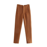 Llyge Woman Casual Solid High Waisted Pants 2023 Spring Elegant Female Basic Pocket Pant Office Ladies 14 Color Pant