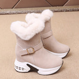 Llyge 2023 Women's Snow Boots  Winter Woman Wedges Platform Shoes Thick-soled Plus Velvet Thick Warm Mid Calf Short Boot Botas De Mujer