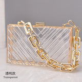 Llyge Solid Color Acrylic Shoulder Bag Party Fashion Metal Chain Small Square Bag Acrylic Transparent Pop Evening Bag Removable Clutch