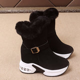 Llyge 2023 Women's Snow Boots  Winter Woman Wedges Platform Shoes Thick-soled Plus Velvet Thick Warm Mid Calf Short Boot Botas De Mujer