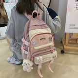 LLYGE Fashion Kawaii Schoolbag For Teenage Waterproof Nylon Girls Bagpack Women Laptop Backpack Travel Bag Black Bookbag