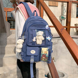 LLYGE Fashion Female Women Backpack Cotton Kawai Rucksack Cute Student School Bag Teenage Girls Casual Bookbag Mochilas