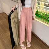 Llyge Ankle Length Pants Women Summer Thin 2022 High Waist Loose New Casual Straight Chic Trousers Office Lady Slim Work Wear