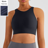 Warm Winter Sports Top Yoga Bra Gym Shock Absorption Gathering Fitness Wireless Push Up Bra Workout Clothes For Women
