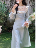Llyge  Fairy Party Dress Vintage Female Elegant 2023 Fashion Sweet Chic Long Lace Mesh Princess Dress Vestido Mujer Traf Robe