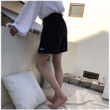 Llyge Shorts Women Black White Summer Casual Wide-Leg Shorts Large Size Simple Couple Unisex Leisure Trouser Sports Student Sweatpants
