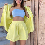 Llyge  Graduation party  Women's 2 pieces Tracksuit Casual Loose Button Up T-Shirt Top and High Waist Shorts Set Summer Outfits Y2k Loungewear Green