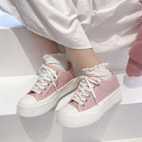 Llyge Ladies Sneakers Chunky Sneakers Women Flat Platform Canvas Shoes Spring Summer Fashion Round Toe Casual Shoes