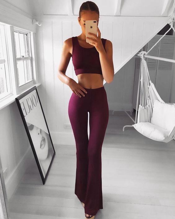 dresses for women 2023 Pants Hippie High Waist Bell Bottoms Ladies Stretch Flare Trousers Office Lady Solid Pink Pants