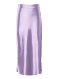 Llyge Casual Women High Waisted Long Skirt Purple Satin Office Ladies Elegant Skirts Solid Silk Midi Skirt Spring Summer 2023
