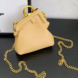 LLYGE Mini Ladies Small Bag Brand Designer Handbag 2023 New Personality Simple One-Shoulder Messenger Bag Metal Clip Chain Women's Bag