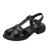 Llyge Summer Sandals Women Low Heel Platform Shoes  Soft Comfortable Casual Beach Round Toe Student Sandals Ladies