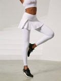 Llyge Women High Waist Skirts Legging Nylon Elasticity Gymwear Workout Running Activewear Yoga Trainning Pant Fake Two Skirt + Pants