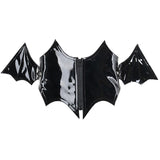 Llyge Halloween Gothic Clothes PU Bat  Cummerbund Women Streetwear Punk Grunge Zipper Corset Black Underbust Fashion Waist Shaper