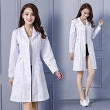 Llyge Women's Fashion Lab Coat Short Sleeve Doctor Nurse Dress Long Sleeve Medical Uniforms White Jacket With Adjustable Waist Belt
