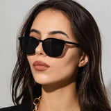 LLYGE Fashion Square Sunglasses Women Retro Brand Designer Shades Sun Glasses Female Black Vintage Cat Eye Driving Oculos De Sol
