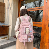 LLYGE High School Girls Backpack Waterproof Multi Pockets For Teenage Harajuku Kawaii Black Women Cute Mochila Schoolbags