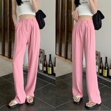 Llyge Pink Women Work Wear Pants Streetwear Hot Sale Summer Solid 2022 Slim Fashion Straight New Chic Office Lady Trousers