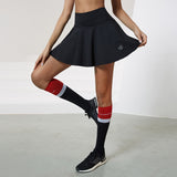 Llyge High Waist Short Skirts Nylon Elasticity Gymwear Workout Running Activewear Yoga Skirt Hip Lifting Fake Two Skirt + Shorts