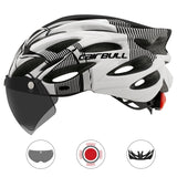 Llyge Intergrally-Molded Mountain Bike Helmet With Removable Goggles Visor Adjustable Men Women Bicycle Cycling Taillight Helmet