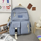 Llyge Canvas Backpack Korean Large-Capacity Multilayer Junior High School Student Schoolbag Light Simple Travel Bag Canvas Bookbag