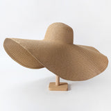 LLYGE Summer 25Cm Large Wide Brim Foldable Sun Hats For Women Oversized Sun Shade Hat Travel Straw Hat Lady UV Protection Beach Hat