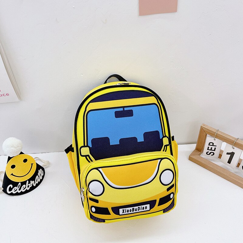 Llyge Children's School Bags Fashion Small Police Car Schoolbag Boys And Girls Korean Fashion Kindergarten Snack Backpack