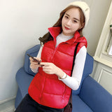 Llyge 2022 Spring Hooded Women Cotton Vest Autumn Casual Warm Thick Waistcoat Sleeveless Solid Removable Hat Vest