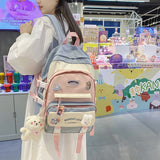 LLYGE Fashion Kawaii Schoolbag For Teenage Waterproof Nylon Girls Bagpack Women Laptop Backpack Travel Bag Black Bookbag