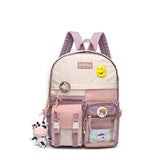 Back To School LLYGE Korean Kawaii Pink Backpacks For Teenage Girls College Student Casual School Bag Ladies Bookbag Women Cute Panelled Backpacks