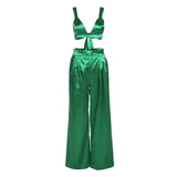 Llyge 2023 Graduation party  Women's Suit Solid Color Two Piece Set 2022 Spring Summer New Sleeveless Halter Top High Waist Pants Sexy Outfits Matching Set