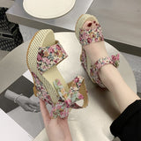 Llyge INS Hot Lace Leisure Women Wedges Heeled Women Shoes 2023 Summer Sandals Party Platform High Heels Sandalias Zapatos Mujer