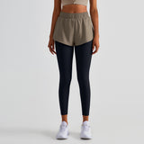 Llyge Vnazvnasi Fake Two Piece Yoga Pants New Anti Walk Out Pocket High Waist Hip Lifting Sports Tights Jogging Women Workout Leggings