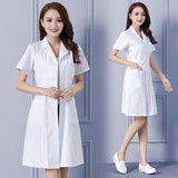 Llyge Women's Fashion Lab Coat Short Sleeve Doctor Nurse Dress Long Sleeve Medical Uniforms White Jacket With Adjustable Waist Belt