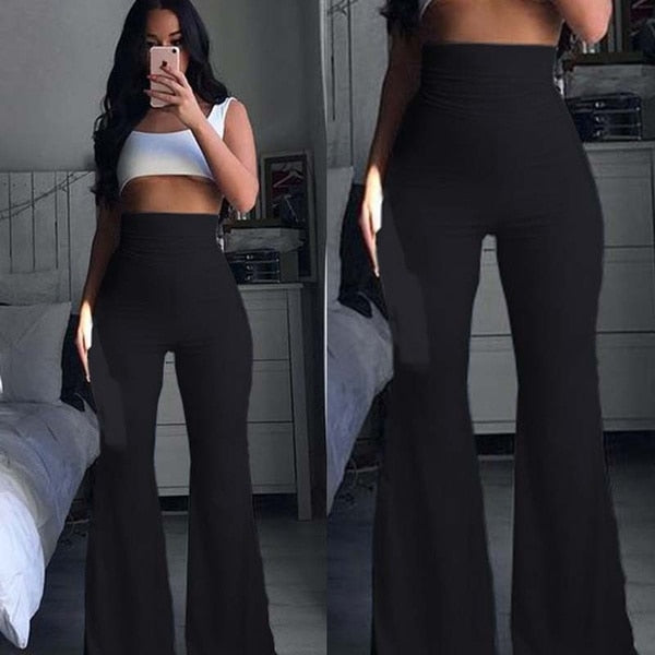 dresses for women 2023 Pants Hippie High Waist Bell Bottoms Ladies Stretch Flare Trousers Office Lady Solid Pink Pants